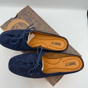 Børn Bianca Suede Lace-Up Mules – Indigo Blue – Size 8 / 38